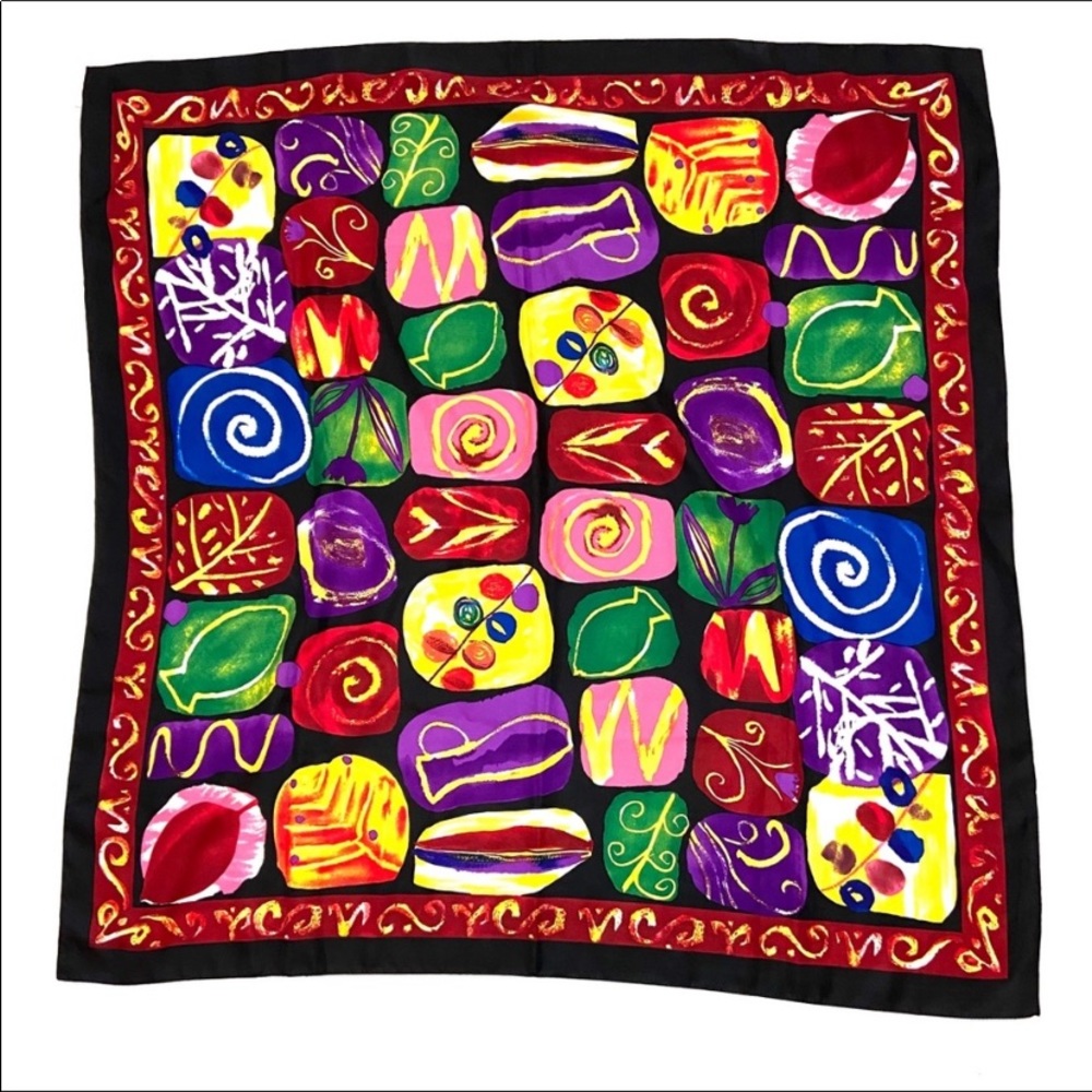 Colorful Vibrant Abstract Print Scarf - Picture 3 of 4